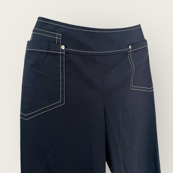 Escada Navy Blue High Rise Tuxedo Flare Dress Pants Stretch Sz 40 - Picture 6 of 10